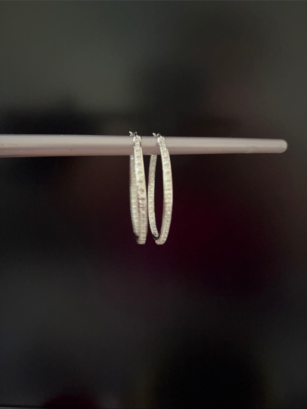 Macy's Silver Pavé Hoop Earrings